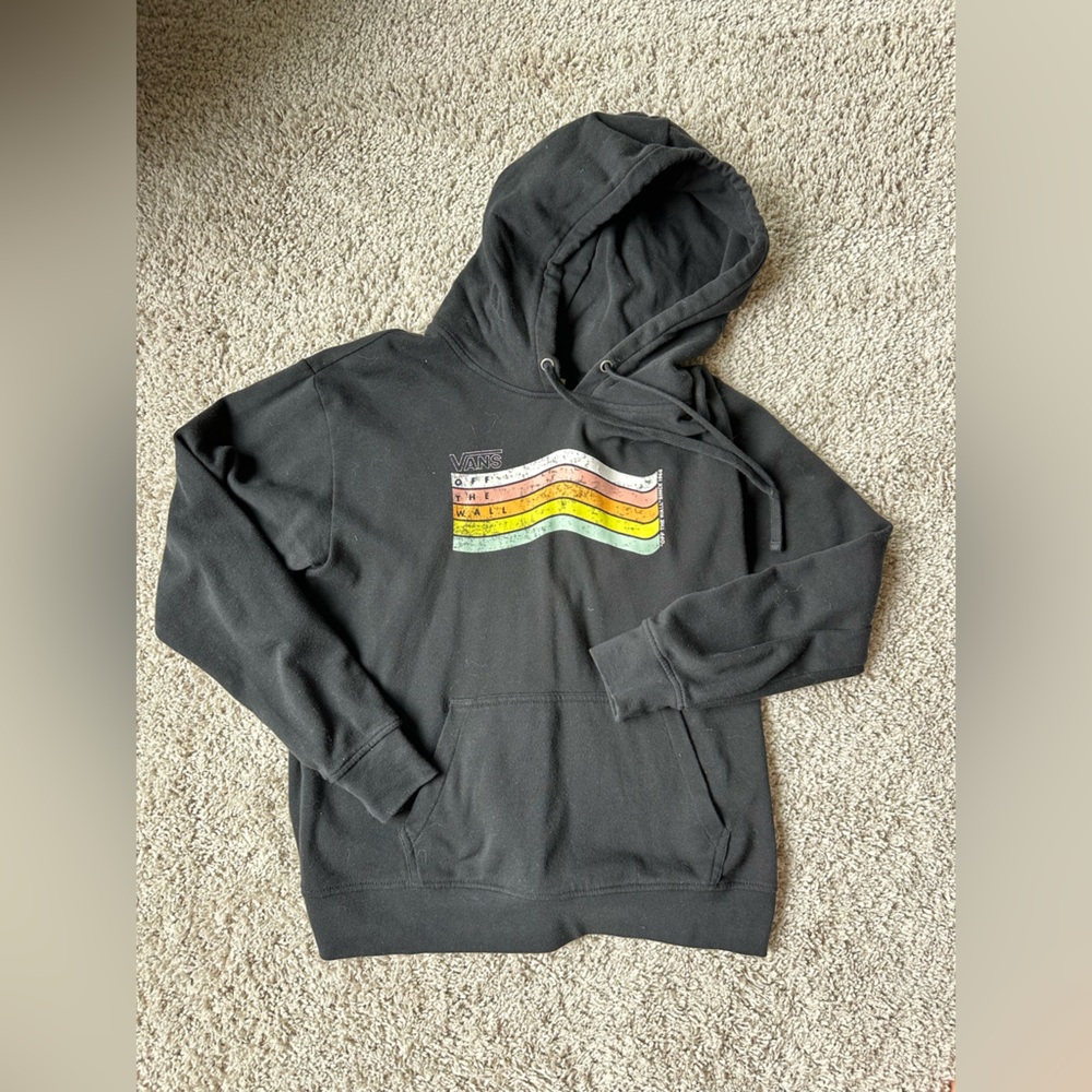 Vans Black Sweatshirt with Rainbow Stripes